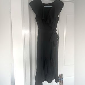 Black Midi Wrap Dress